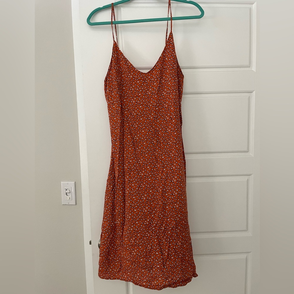 Nordstrom Burnt Orange Cheetah Print Midi Dress